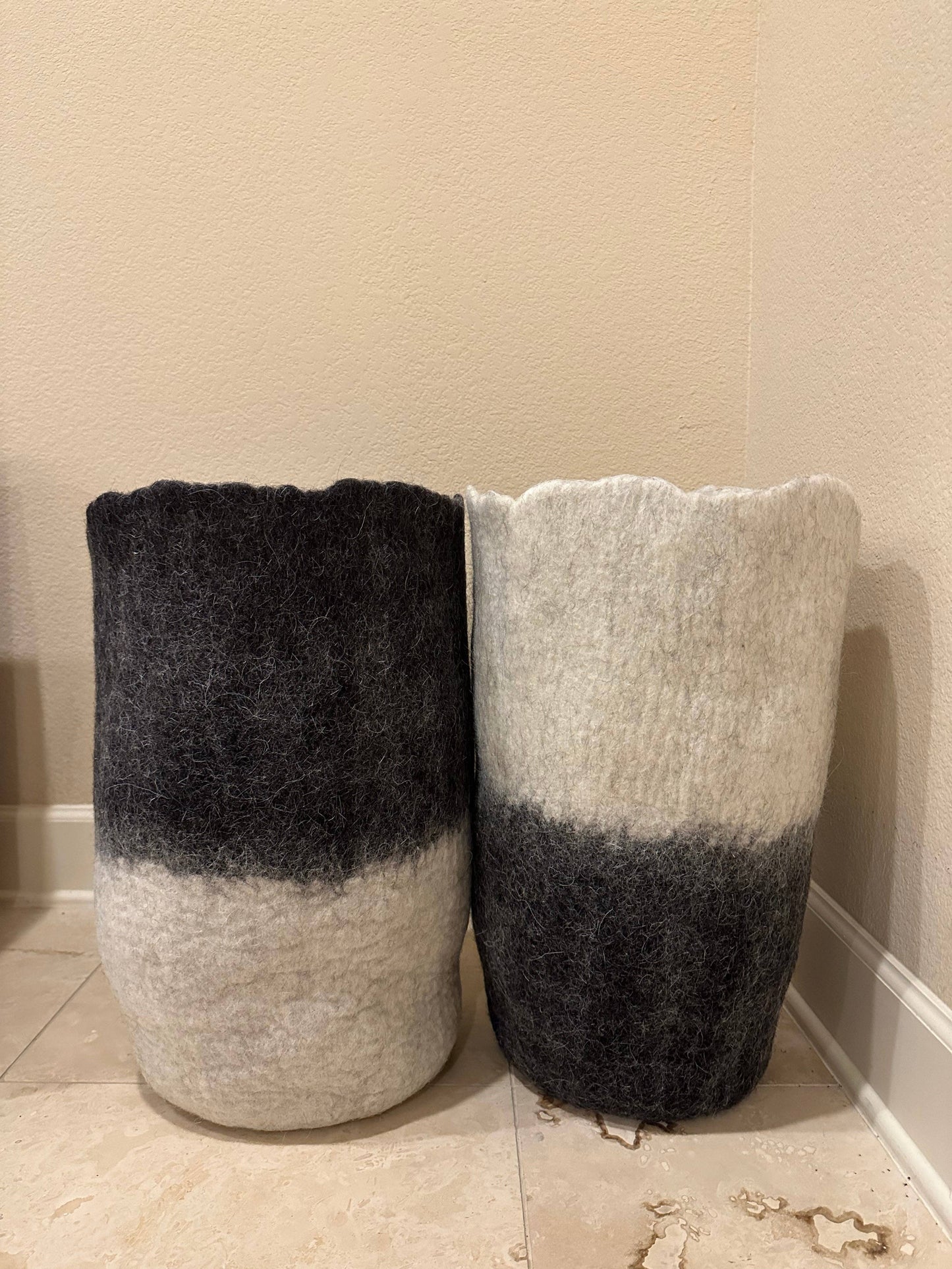 Hand-Felted Wool Eclipse Floor Vases