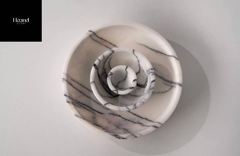 MARBLE BOWLS SET, Lilac - Stone Serve  Bowl, S-M-L or of 3