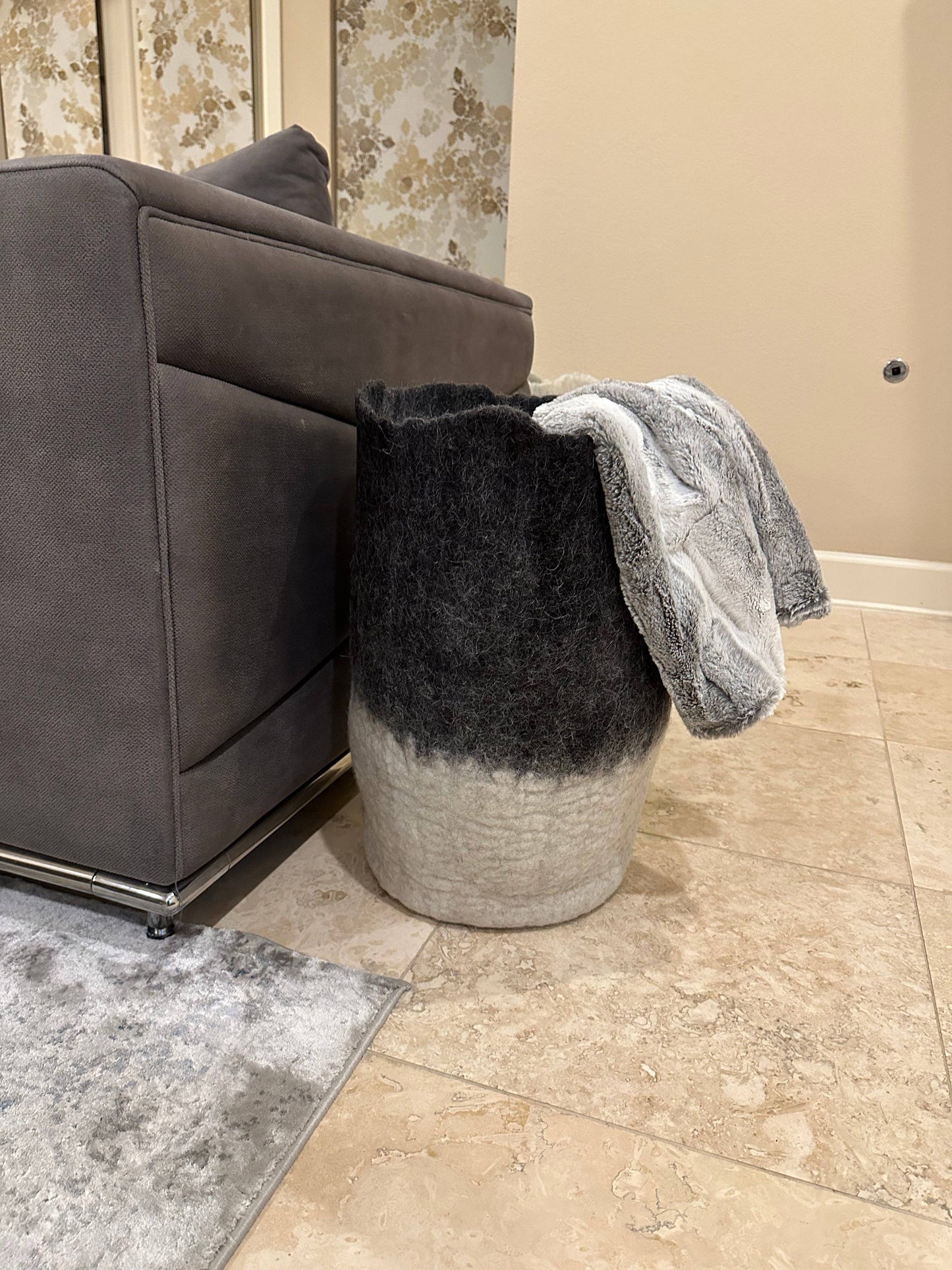 Hand-Felted Wool Eclipse Floor Vases