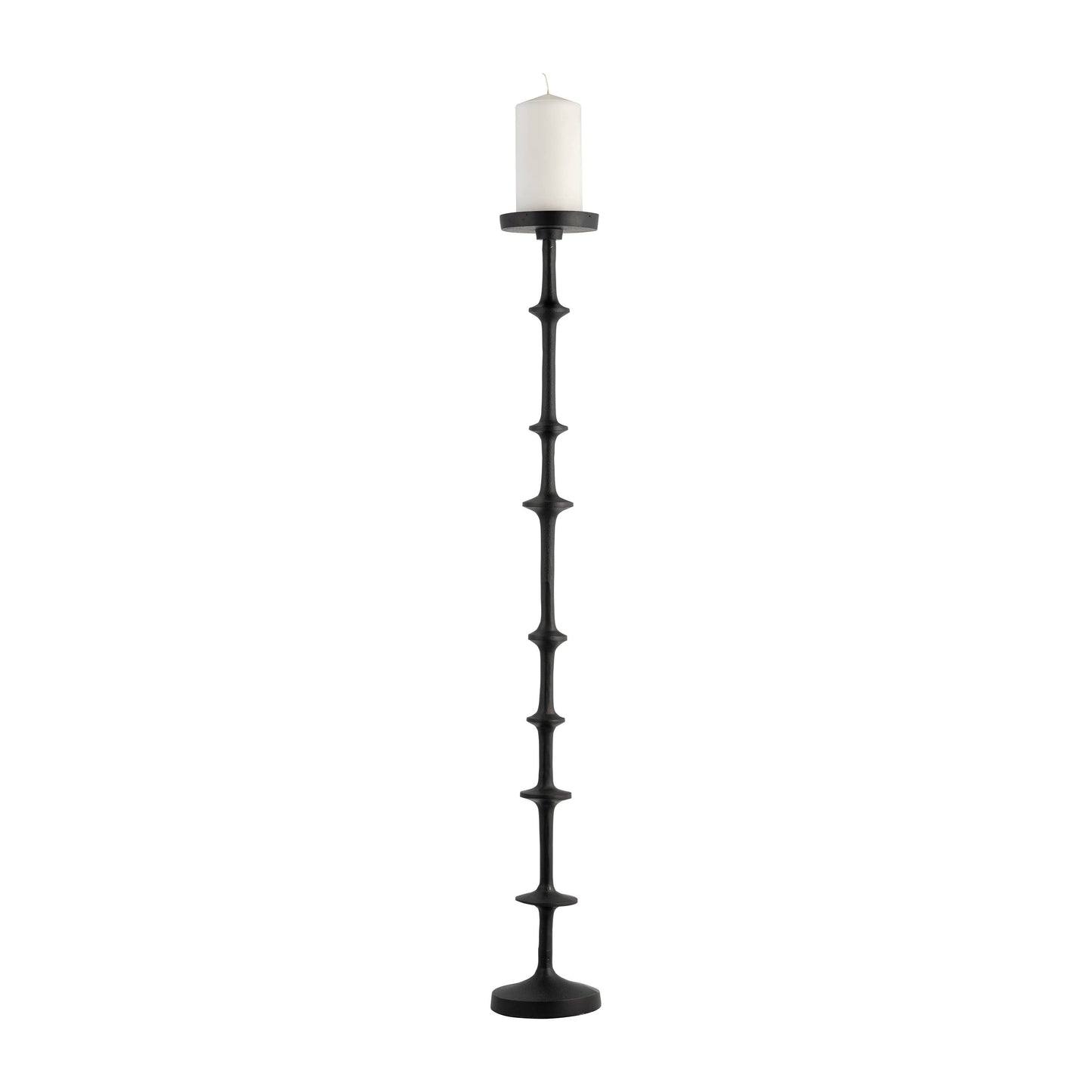 Floor Pillar Candle Holder - Black Metal Abacus, 36 in.