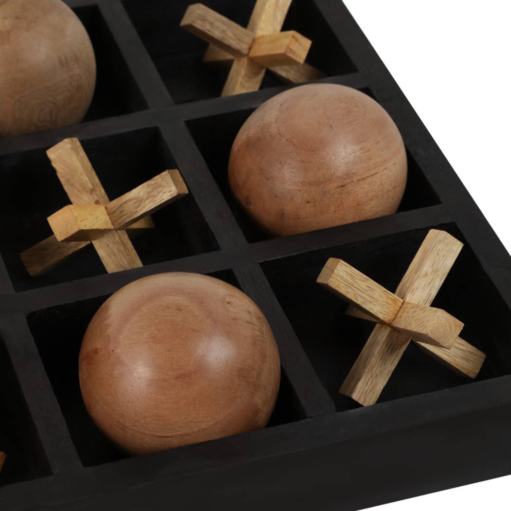 Board Game - Black Wood Tic Tac Toe, 10x10 in.