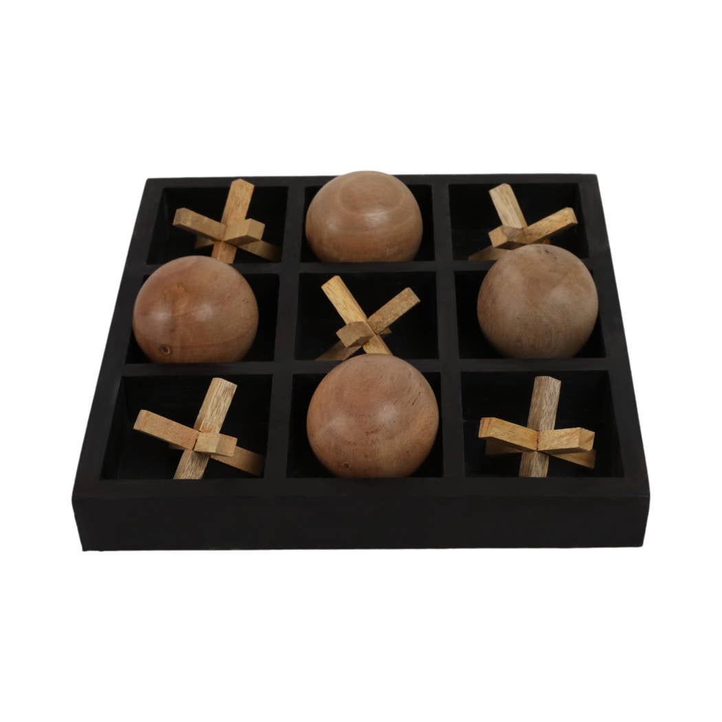 Board Game - Black Wood Tic Tac Toe, 10x10 in.