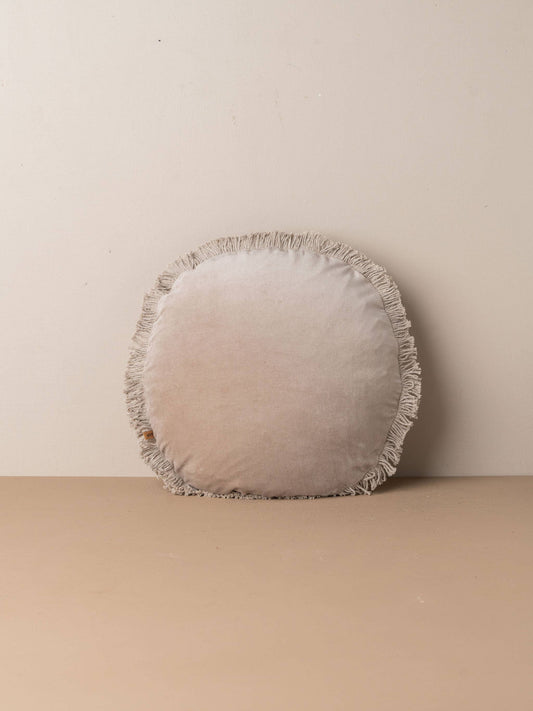 Velvet Round Cushion | Stone