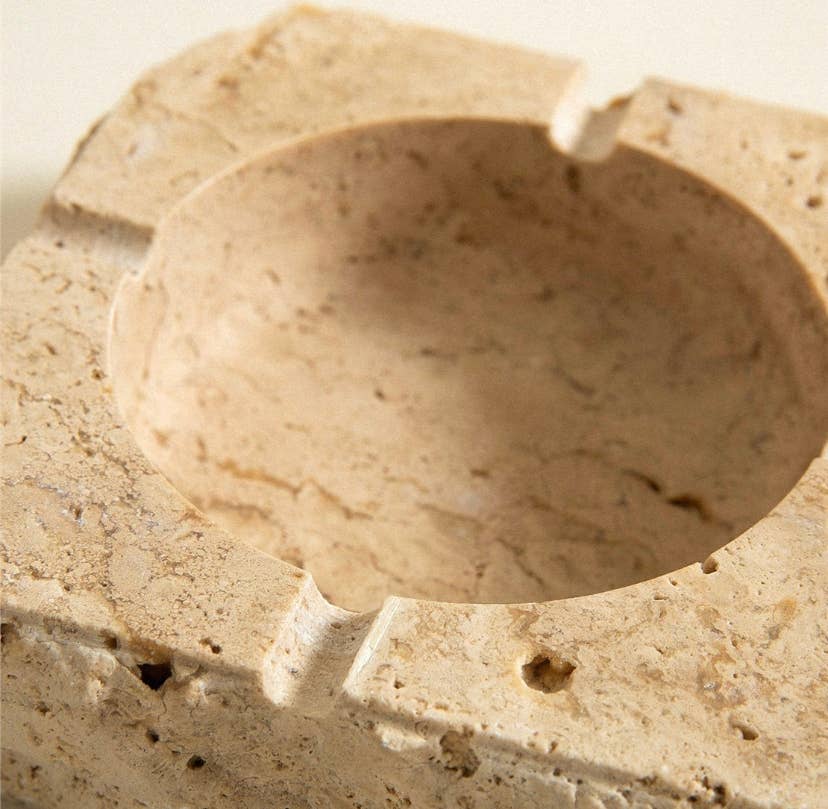 Ashtray - Travertine, Beige Marble Ashtray, Lux Smokers Gift