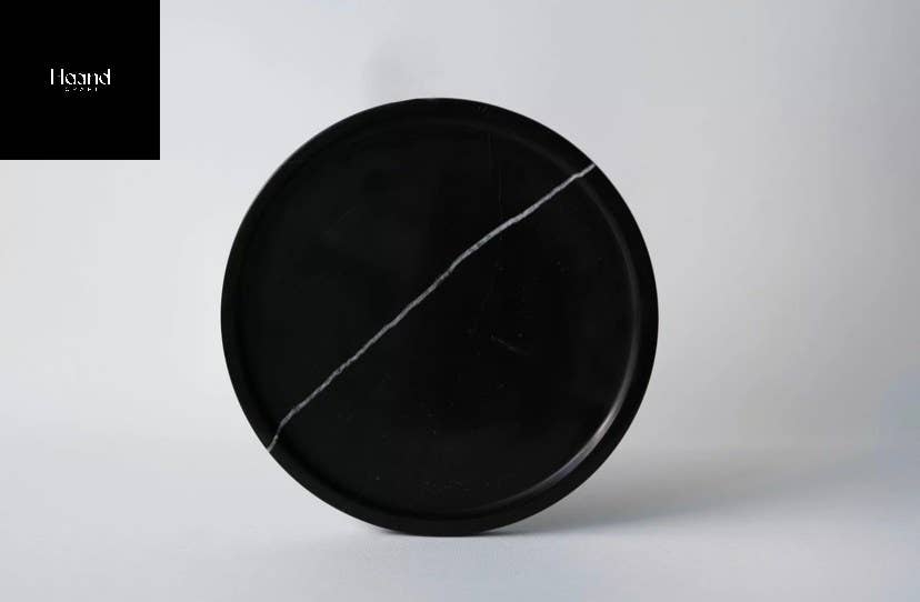 MARBLE PLATTER, BLACK Round Concrete Tray, Bathroom Tray