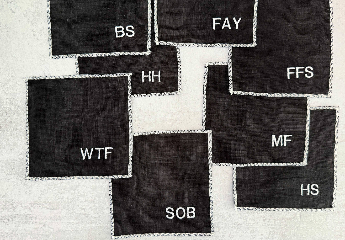 Sweary Cocktail Coasters in Black and White, set of eight