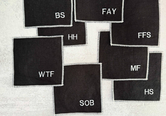 Sweary Cocktail Coasters in Black and White, set of eight