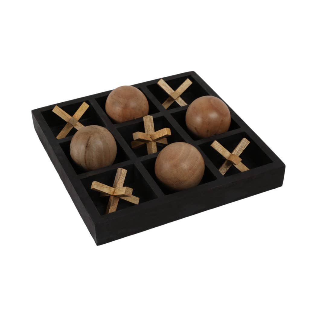 Board Game - Black Wood Tic Tac Toe, 10x10 in.