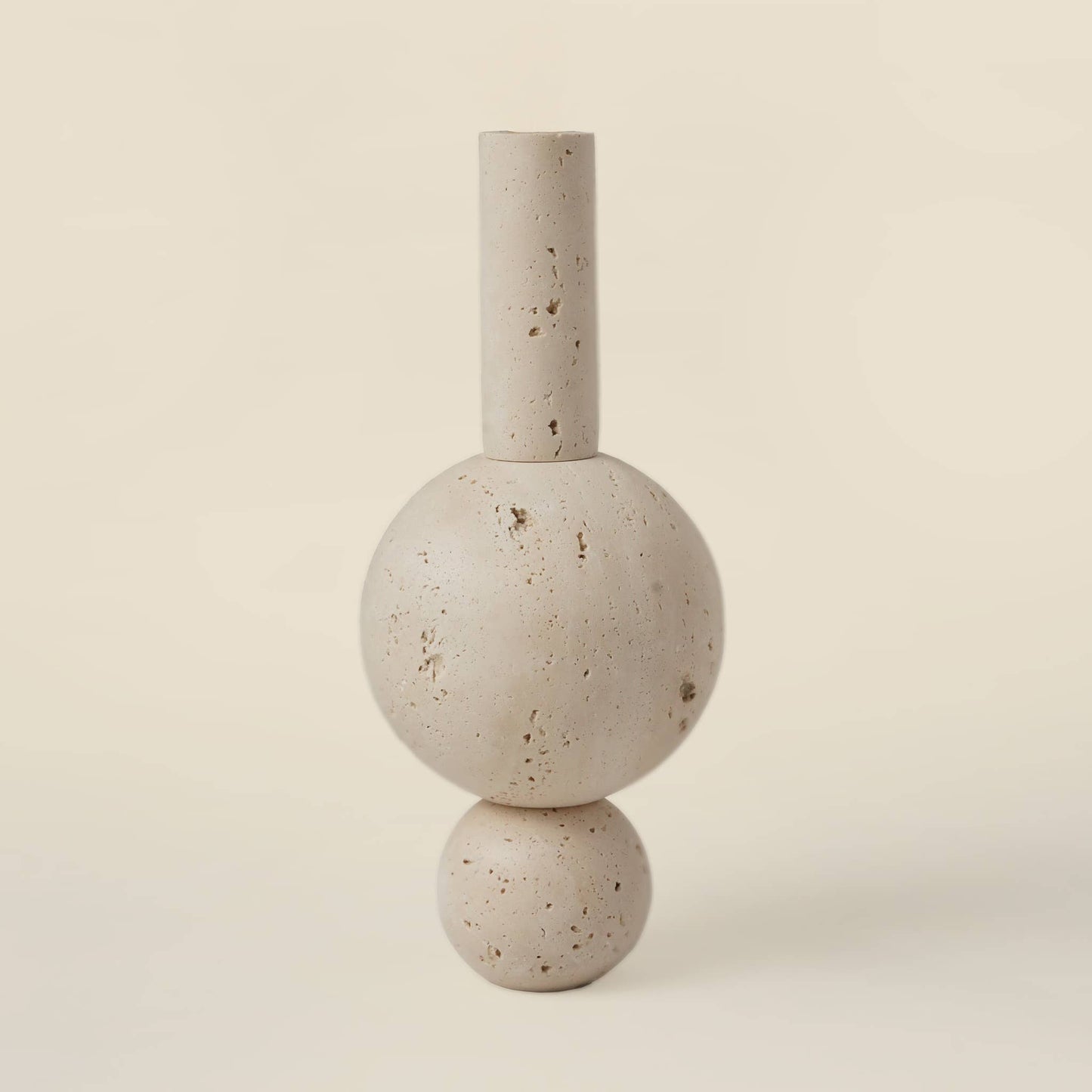 UNIQUE MARBLE VASE, TRAVERTINE TABLE TOP DECORATIVE OBJECT