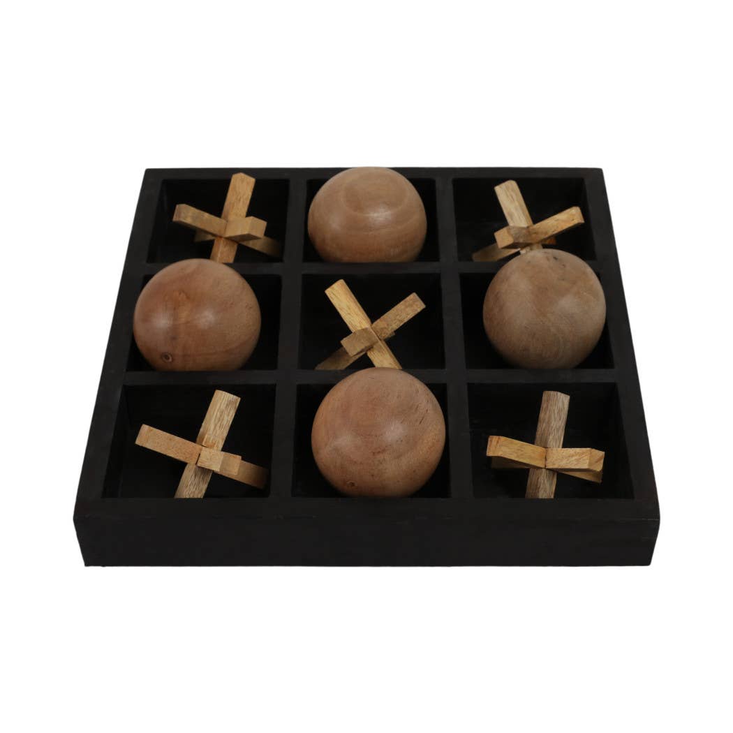 Board Game - Black Wood Tic Tac Toe, 10x10 in.