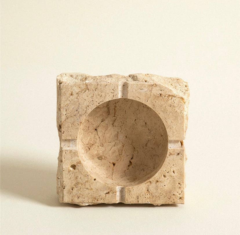 Ashtray - Travertine, Beige Marble Ashtray, Lux Smokers Gift