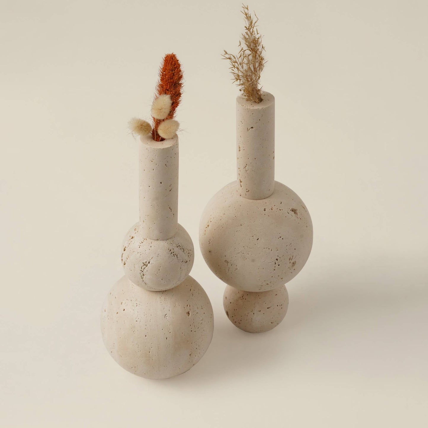 UNIQUE MARBLE VASE, TRAVERTINE TABLE TOP DECORATIVE OBJECT