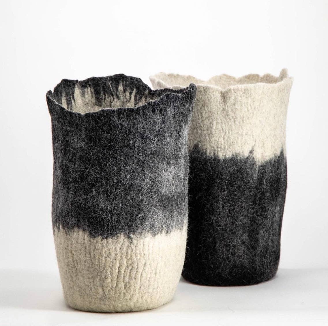 Hand-Felted Wool Eclipse Floor Vases