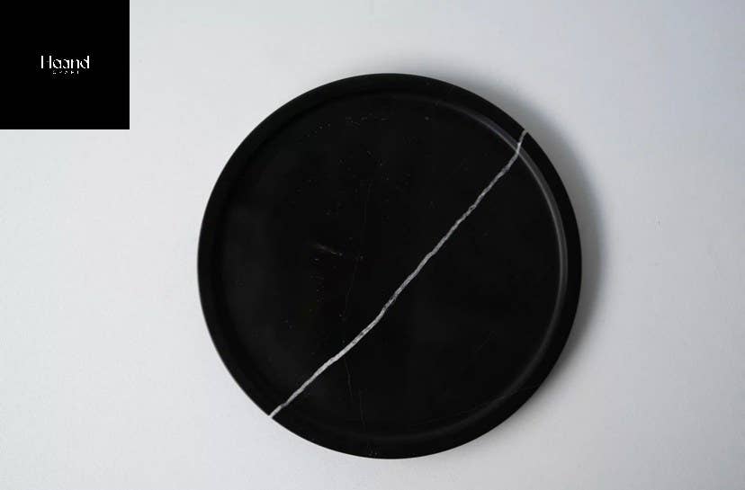 MARBLE PLATTER, BLACK Round Concrete Tray, Bathroom Tray