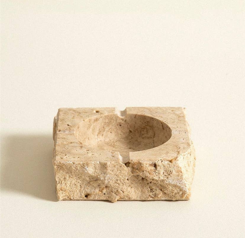 Ashtray - Travertine, Beige Marble Ashtray, Lux Smokers Gift