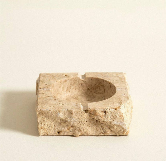 Ashtray - Travertine, Beige Marble Ashtray, Lux Smokers Gift