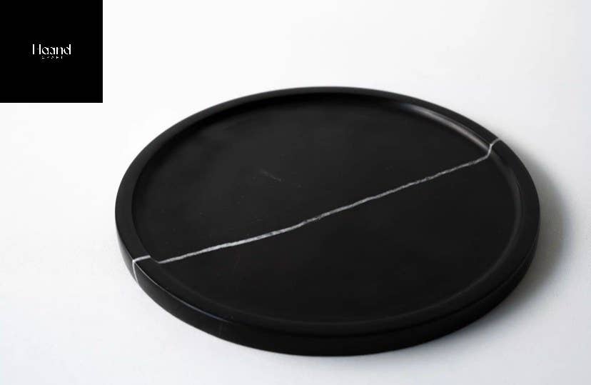 MARBLE PLATTER, BLACK Round Concrete Tray, Bathroom Tray