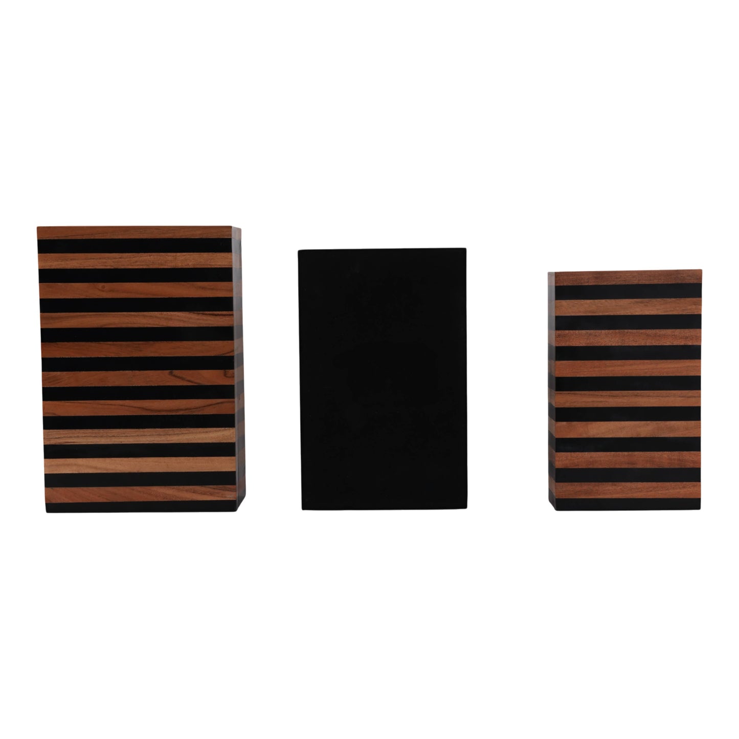 Resin Striped Decorative Boxes Set - Brown, 10/11/12 in.