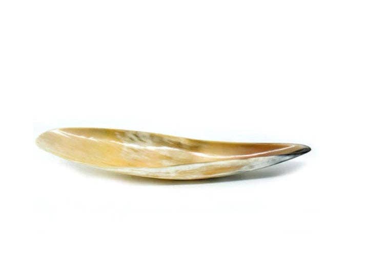 Elongated Ankole Cow Horn Oval Tray -Light