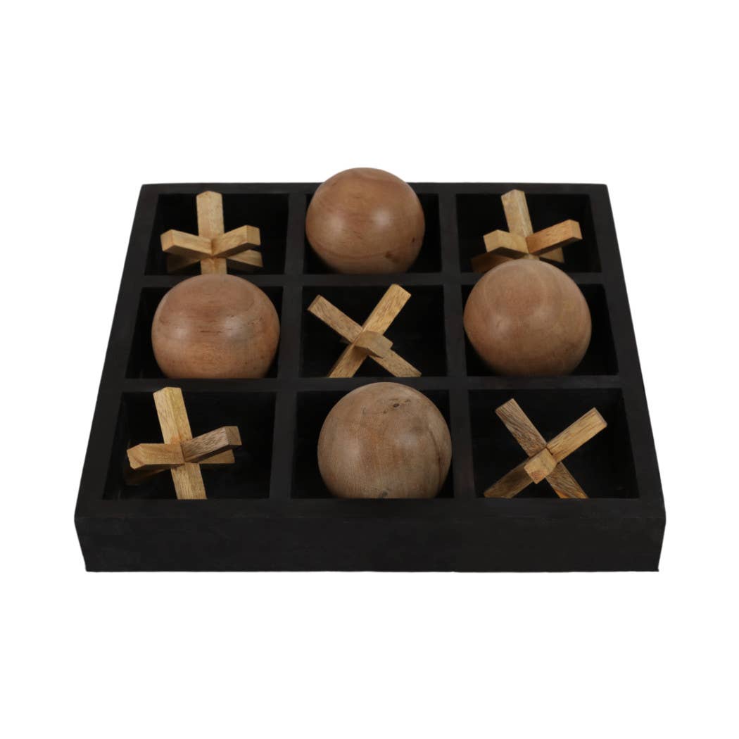 Board Game - Black Wood Tic Tac Toe, 10x10 in.