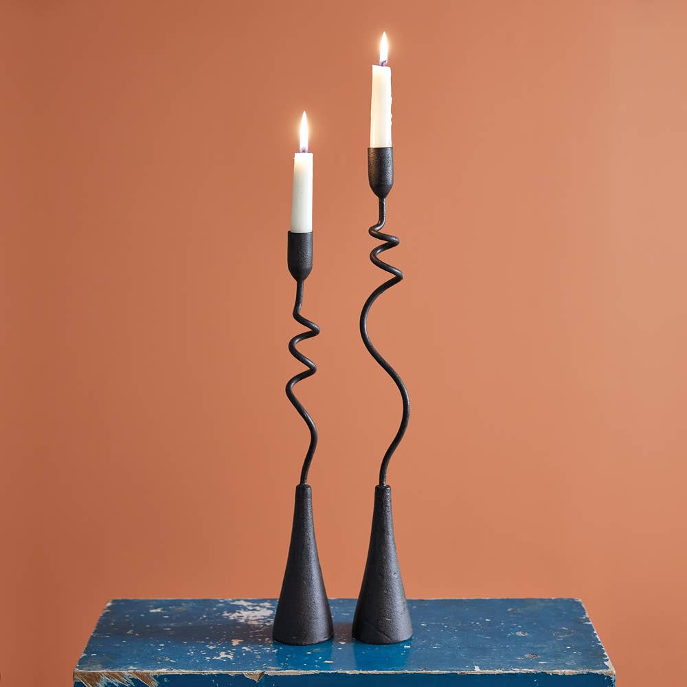 Set of Two Curly Taper Candle Holders