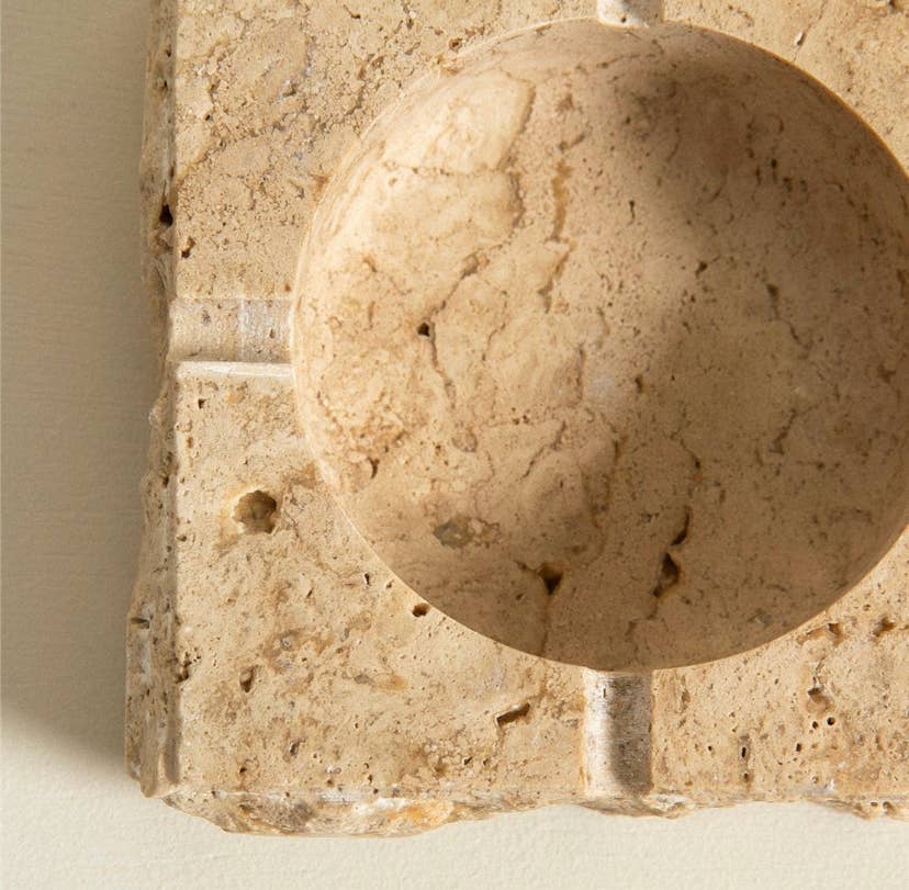 Ashtray - Travertine, Beige Marble Ashtray, Lux Smokers Gift