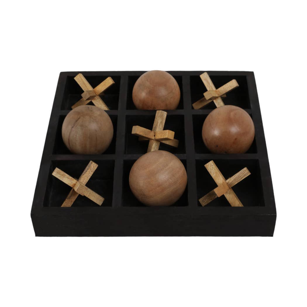 Board Game - Black Wood Tic Tac Toe, 10x10 in.